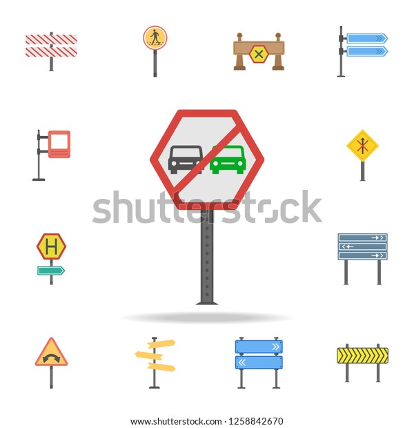 No overtaking colored icon.\
Detailed set of color road sign icons. Premium graphic design. One\
of the collection icons for websites, web design, mobile\
app