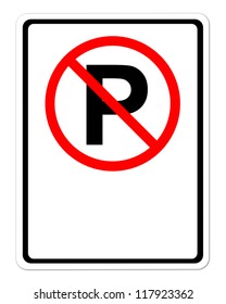 No Parking Sign Blank For Text On White Background