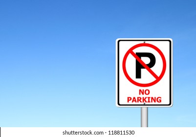 No Parking Sign Blue Sky Blank Stock Illustration 117674386