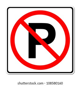 No Parking Sign On White Background