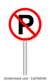 No Parking Sign On White Background