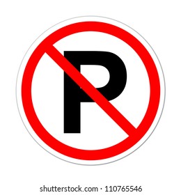 No Parking Sign On White Background