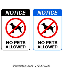 No pets allowed. with pets no access. vector sign Blue and black frame