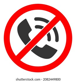 No Phone Calls Raster Icon. A Flat Illustration Design Of No Phone Calls Icon On A White Background.