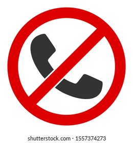 No Phones Raster Icon. Flat No Phones Symbol Is Isolated On A White Background.