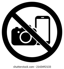 No Photography Or Camera Or Phone Use Circle Icon.