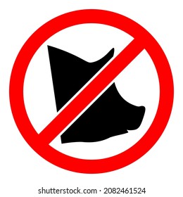 No Pork Raster Icon. A Flat Illustration Design Of No Pork Icon On A White Background.