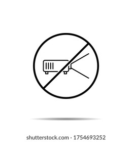 No projector icon. Simple thin line, outline illustration of cinema ban, prohibition, embargo, interdict, forbiddance icons for ui and ux, website or mobile application