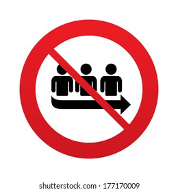 No Queue Sign Icon. Long Turn Symbol. Red Prohibition Sign. Stop Symbol.