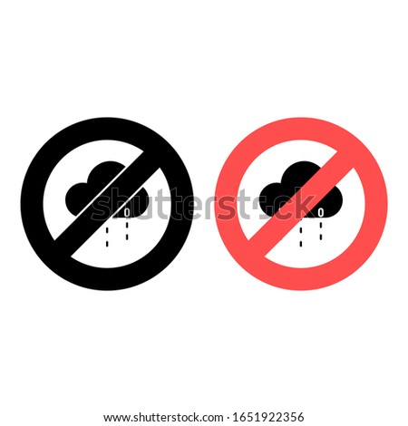 No rain cloud icon. Simple glyph, flat of weather ban, prohibition, embargo, interdict, forbiddance icons for ui and ux, website or mobile application on white background