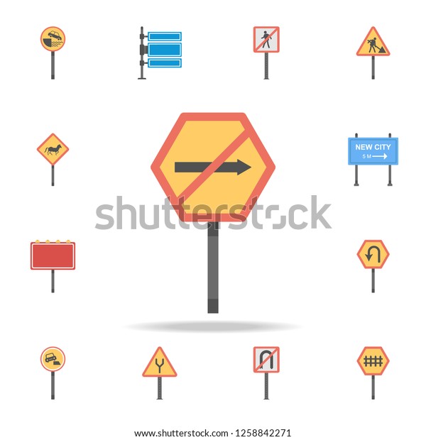 No right colored icon. Detailed set of\
color road sign icons. Premium graphic design. One of the\
collection icons for websites, web design, mobile\
app