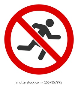 No Running Raster Icon. Flat No Running Pictogram Is Isolated On A White Background.