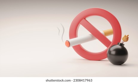 No Smoking concept, white background, 3d rendering