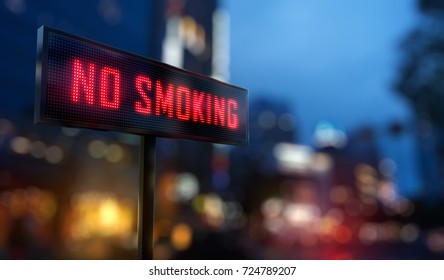 No Smoking Led Sign - 3D Rendering