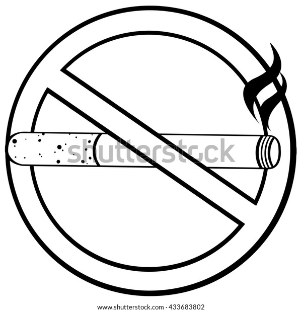 No Smoking Sign Cigarette Black White Stock Illustration 433683802