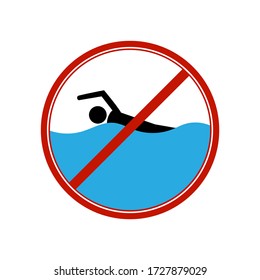 No Swimming. Dangerous Dive. Sign Danger On Beach, In River, Sea, Water. Warning Of Hazard During Swim. Colorful Template For Poster, Etc. Design Flat Element. Illustration.