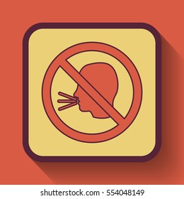 No Talking Icon, Colored Website Button On Orange Background.
