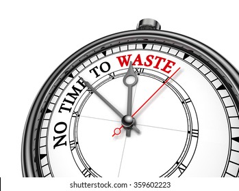 No Time To Waste Red Word On Concept Clock, Isolated On White Background