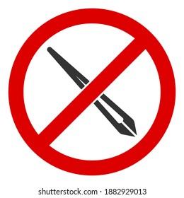 No Tweezers icon. Illustration style is a flat iconic symbol inside red crossed circle on a white background. Simple No Tweezers raster sign, designed for rules, restrictions, regulations,