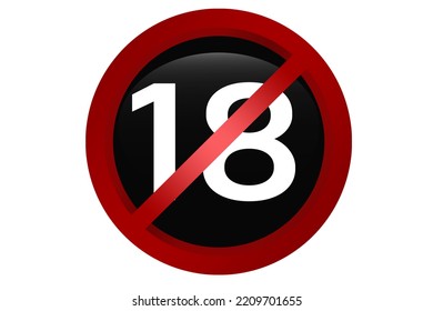 No Under Eighteen Entry Sign Isolated, 3d Rendering