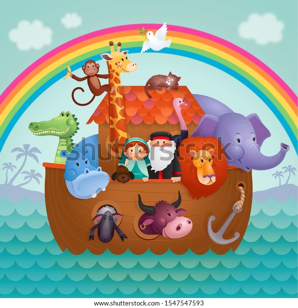 Noahs Ark Colorful Cute Animals Stock Illustration 1547547593