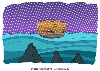 Noah's Ark Floats During A Global Flood