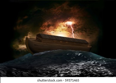 Noah's Ark Riding On A Swell After The Great Flood