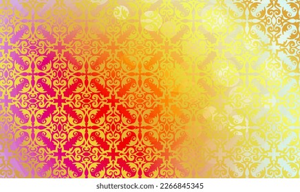 noble background   template and color gradient from red to gold to white and structure overlay even ornaments  like an oriental window