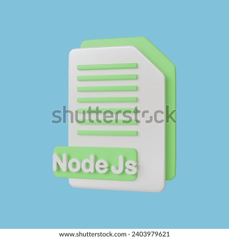 Node Js Document File Format 3d illustration