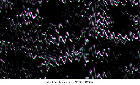 Noise Waves Background. Glitch Effect. Digital Television Broadcast Distortion. Damaged TV Signal. 3d Rendering.