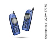 Nokia 6610 Old Mobile phone. Vintage classic and retro mobile phone with antenna. 1997 technology. 3D rendered illustration.