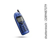 Nokia 6610 Old Mobile phone. Vintage classic and retro mobile phone with antenna. 1997 technology. 3D rendered illustration.