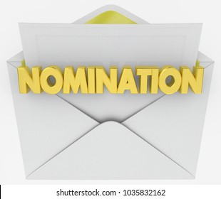 Nomination Envelope Award Finalist Announcement 3d Illustration