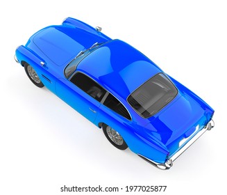 Non Branded Vintage Car Drone View, 3d Illustration