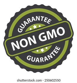 non gmo guarantee on green vintage, retro sticker, badge, icon, stamp isolated on white 