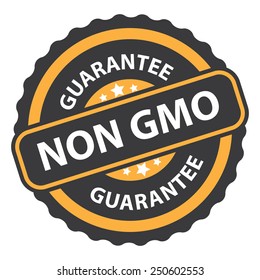 Non Gmo Guarantee On Orange Vintage, Retro Sticker, Badge, Icon, Stamp Isolated On White 