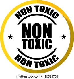 Non Toxic yellow, Button, label and sign.