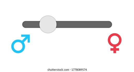 Nonbinary Gender, Sex And Sexuality Spectrum And Scale - Fluid Lever Between Symbol Of Male, Female, Man And Whoman. Illustration. 