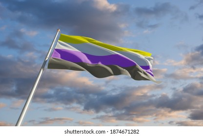 Nonbinary LGBTQ Flag. 3D Artwork