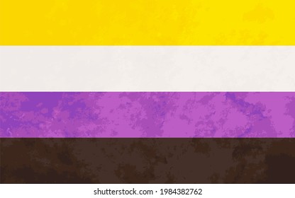 Nonbinary Sign, Nonbinary Pride Flag With Texture