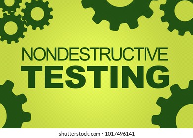 NONDESTRUCTIVE TESTING Sign Concept Illustration With Red Gear Wheel Figures On Yellow Background