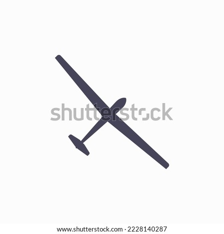 Non-motorized glider silhouette. Aircraft top view icon. Flat illustration isolated on white background. Foto d'archivio © 