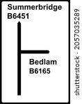 Non-Primary road junction sign to Bedlam in North Yorkshire