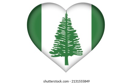 Norfolk Island Flag Heart Icon Design