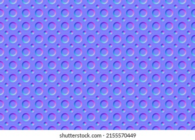 Normal Map Seamless Pattern Of Rubber Door Floor Mat. Bump Mapping Of Entrance Carpet Surface Texture. Non Slip Safety Pad For Car, Office, Shop For Dirt Or Snow Removal. Perforated Rug 3d Shader