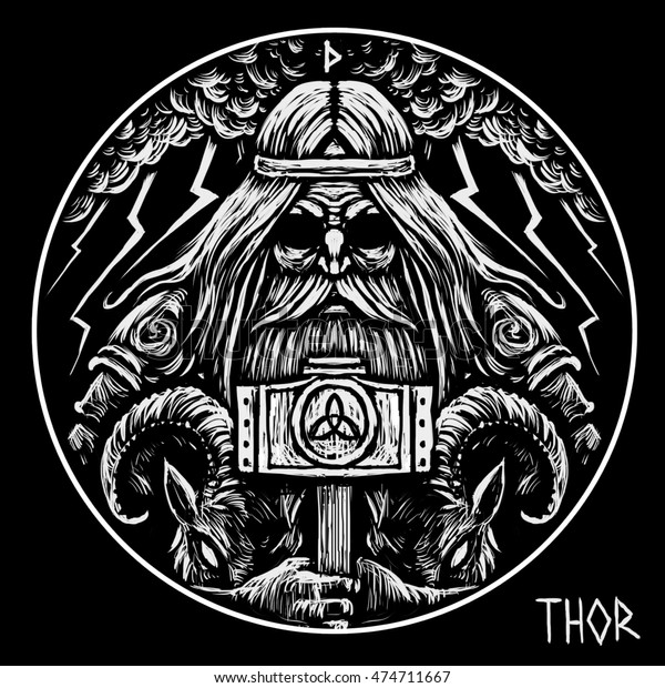 Norse God Thor Hammer Two War Stock Illustration 474711667