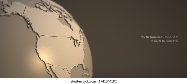 north america. 3d rendering continent in earth. graphic background earth.