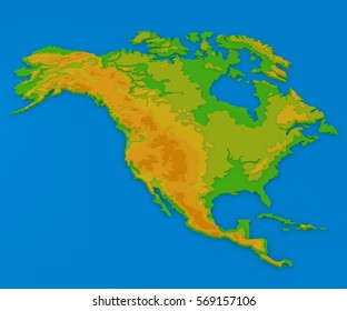 North America Shaded Relief Map Boundaries Stock Illustration 645960238