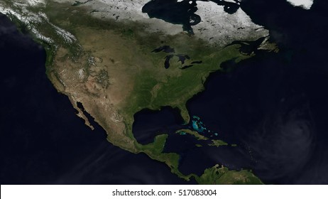 North American Day Map Space View (Elements of this image furnished by NASA)