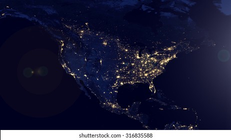 North American Map Space View (Elements of this image furnished by NASA)